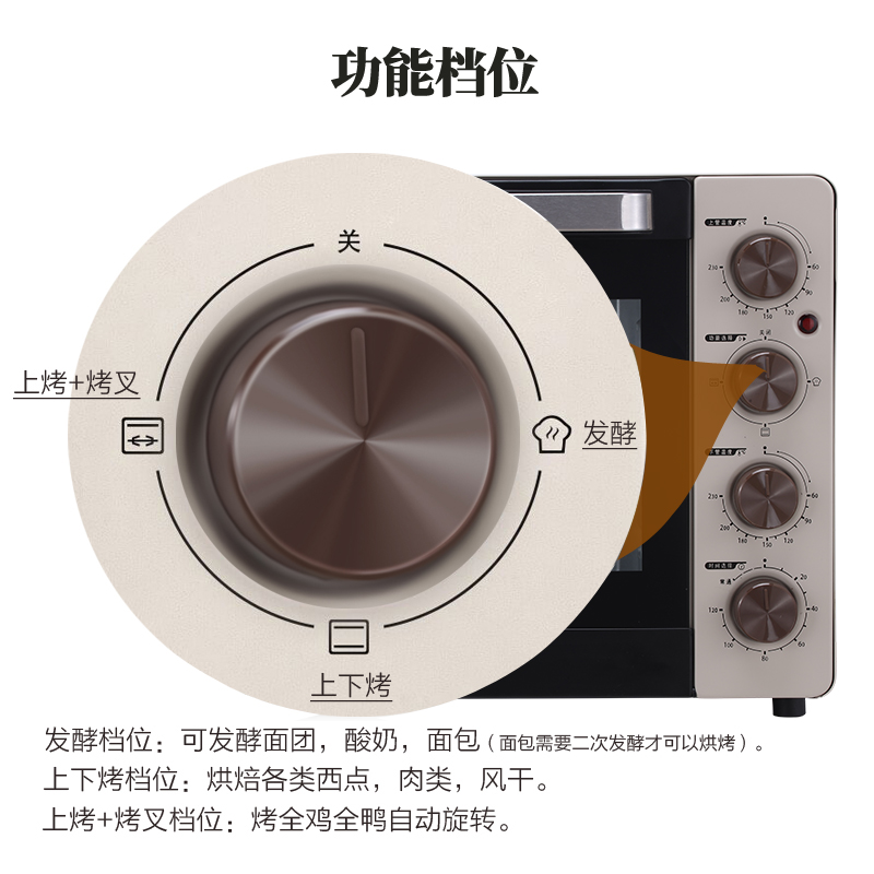 长帝 TB32D电烤箱家用多功能全自动控温烘焙蛋糕小型面包发酵烤箱-图1