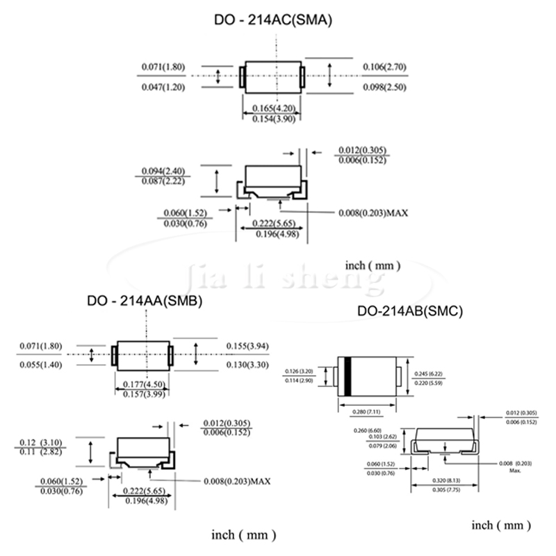 贴片肖特基二极管 SS14/24/34 1N5819/SR240/1N5822 SMA DO-214AC-图3