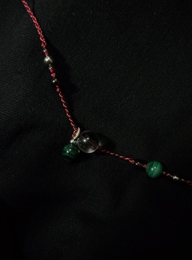 原创手工编绳项链天然白水晶项链