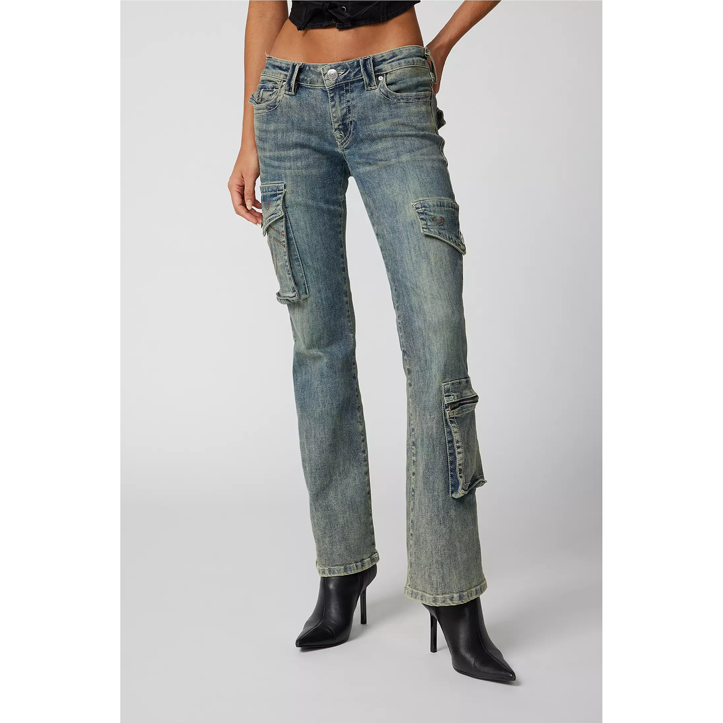 True R大头*佛UO独家Becca 复古低腰喇叭裤显瘦工装牛仔裤 1668 - 图1