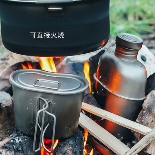 Keith铠斯纯钛水壶可烧水大容量轻便携两用户外登山煮杯饭盒野外 - 图3