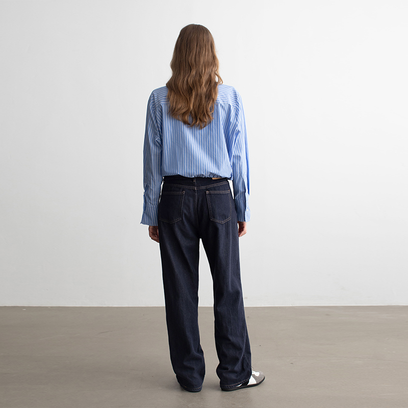 MESTLA 抗皱不掉色直筒 柔软显瘦高牛仔裤 松弛感复古垂感阔腿长 - 图3