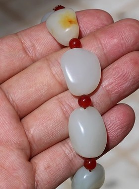 【小胡子玉器】和田玉 籽料 秋梨黄皮 原石 精修 男款 手链