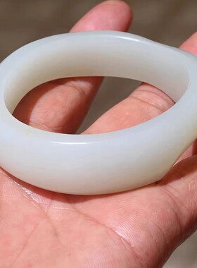 【小胡子玉器】和田玉 籽料 洒金皮 白玉 54mm手镯