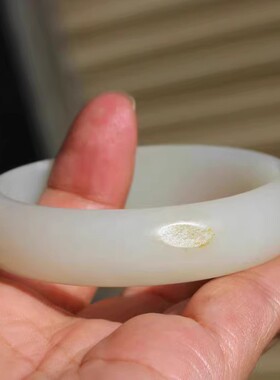 【小胡子玉器】和田玉 籽料 白玉 洒金皮 原毛孔 54mm手镯