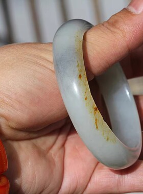 【小胡子玉器】和田玉 籽料 洒金皮 青花 56mm手镯