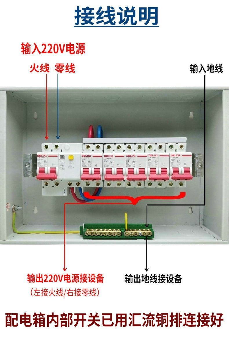 明暗装成套家用配电箱成品220V单相德力西空气开关漏保电闸盒PZ30 - 图0