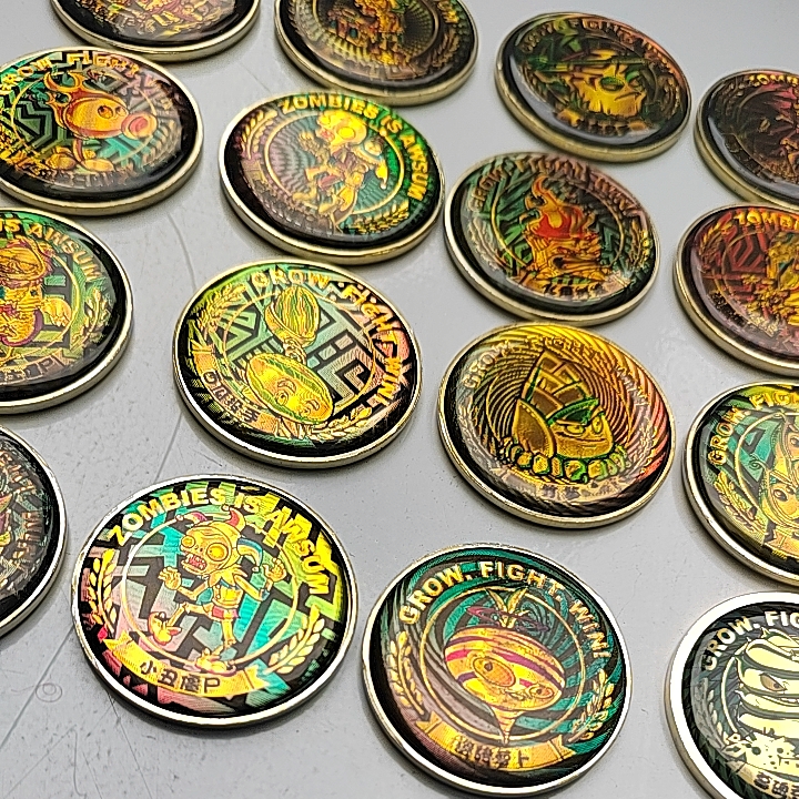 正版植物大战僵尸金属滴塑徽章纪念币金银币图案随机大龙家族 - 图0