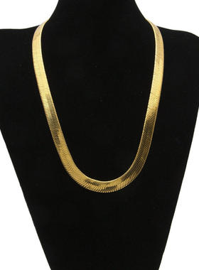 欧美男女款扁平蛇骨链铜链短款刀片链休闲手链1cm粗实心铜手镯