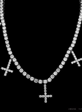 锆石十字架挂件男士街舞项链新款