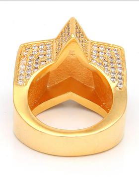 欧美新款五角星嘻哈戒指男士星星指环 hiphop微镶锆石 StarRing