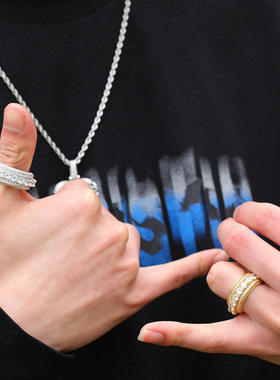 欧美潮流可旋转男士戒指电镀真金