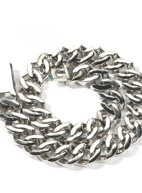 欧美嘻哈饰品时尚20MM铜镶T方锆石迈阿密古巴项链男士镀金锁骨链