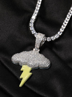 铜锆石麻花链情侣云朵闪电项链