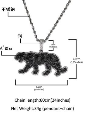 铜镶锆石黑色豹子吊坠