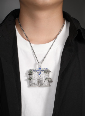 嘻哈古萌新款美金4pf吊坠项链