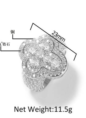 欧美嘻哈新款十字架造型铜镶锆石戒指hiphop小众高级感潮男女指环