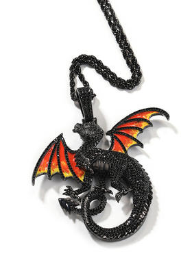 铜+锆石情侣飞龙项链黑色