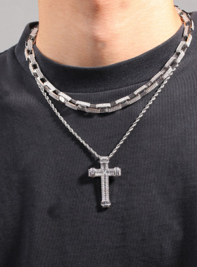 欧美嘻哈时尚四方形铜盒子链