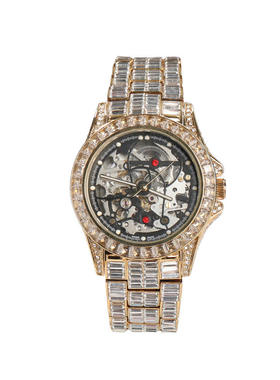 男士锆石宝石欧美机械表手表防水