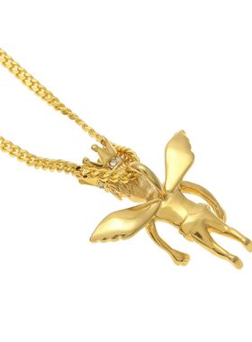 保色不锈钢4cm立体天使吊坠项链