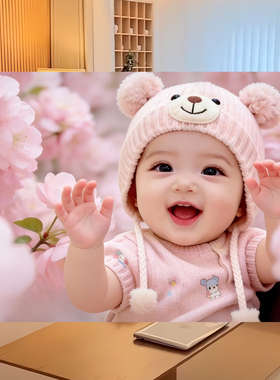 大眼睛女孩画宝宝海报婴儿图片娃娃画报墙贴备孕照片画像儿童照片