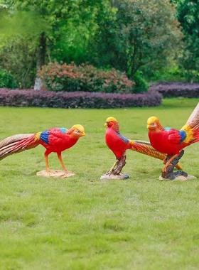 仿真鸟类红腹锦鸡雕塑摆件花园庭院景区户外草坪园林景观动物装饰