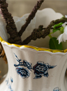 美式复古陶瓷花瓶摆件客厅家居饰品欧式宫廷软装花插花瓶工艺品