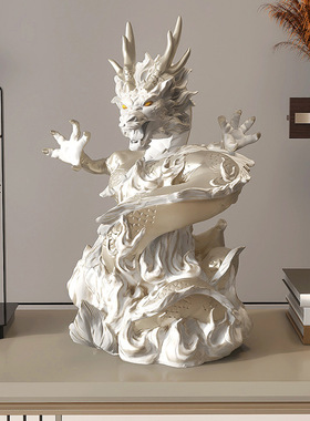 轻奢生肖盘龙摆件客厅办公室中式装饰品博古架书柜玄关工艺品礼品