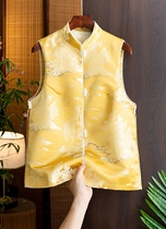 The Tang Costume Woman China Wind 2023 Autumn New Retro Landscape Painting Jacquard Forged Face Qipao Machia Chinese Blouse