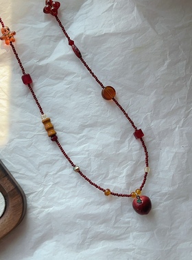 邪恶大蛇果｜原创项链复古设计感时尚秋冬多巴胺色系串珠毛衣链