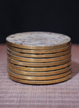 包邮精抛铜托草花送礼盒天然奇石