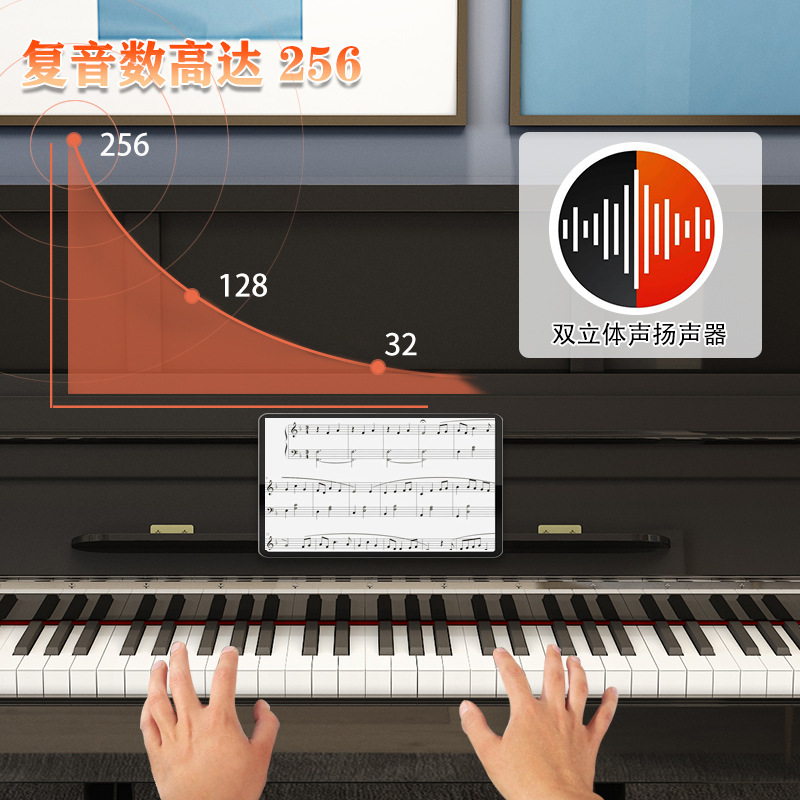 官方雅马哈立式电钢琴88键重锤钢琴专业级考级电子成人幼师智能数-图1