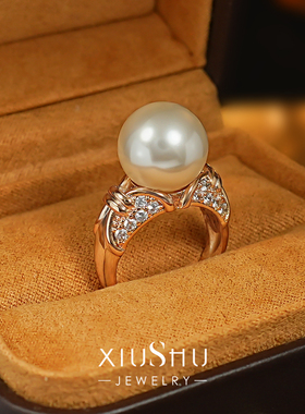 正圆强光贝母珍珠三色戒指