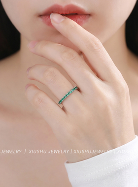 帕拉伊巴色925银排钻戒指