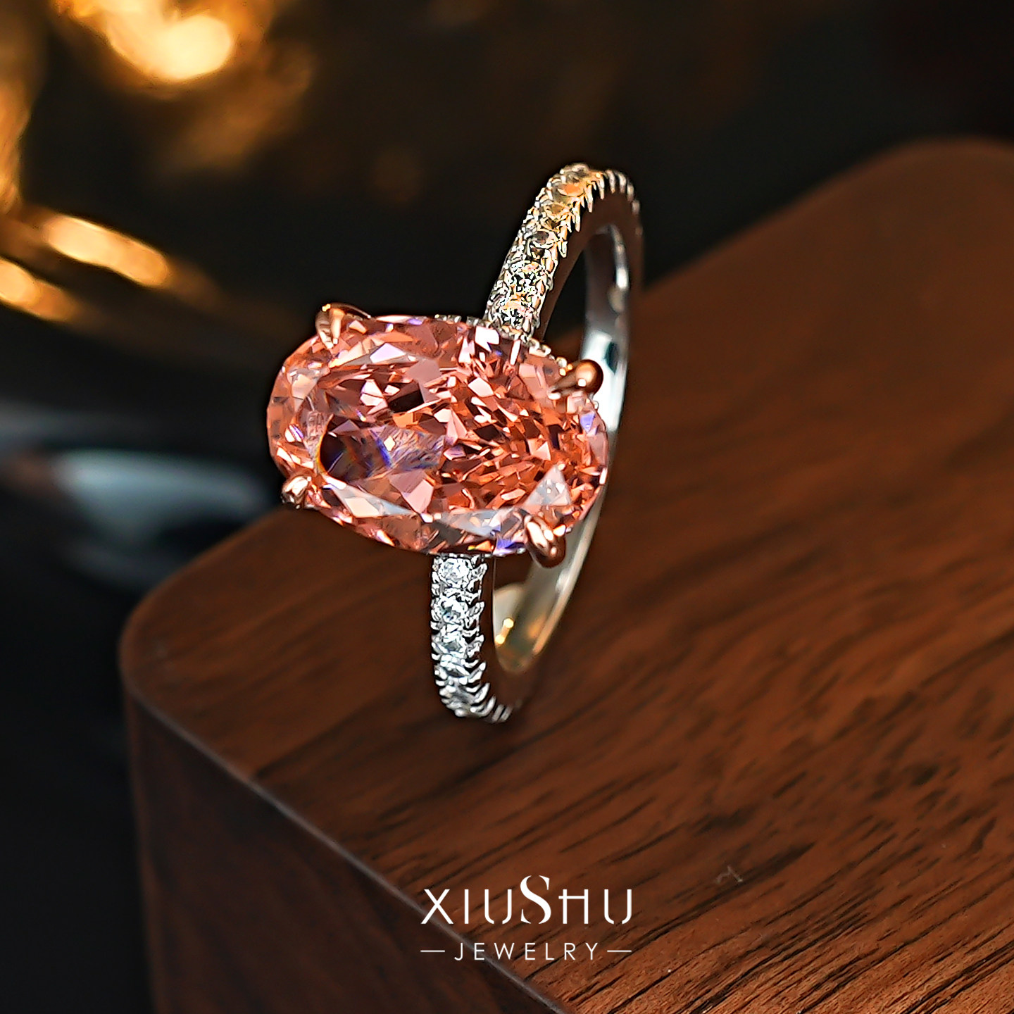4.5ct padparadscha color pigeon egg 925 silver ring