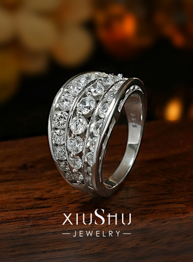 925银满钻宽版食指戒指