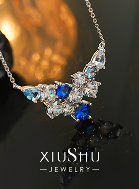 轻奢海蓝宝皇家蓝925银吊坠