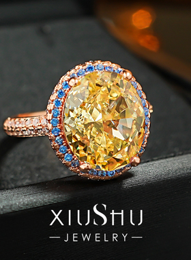 复古奢华8克拉彩宝款宫廷风戒指