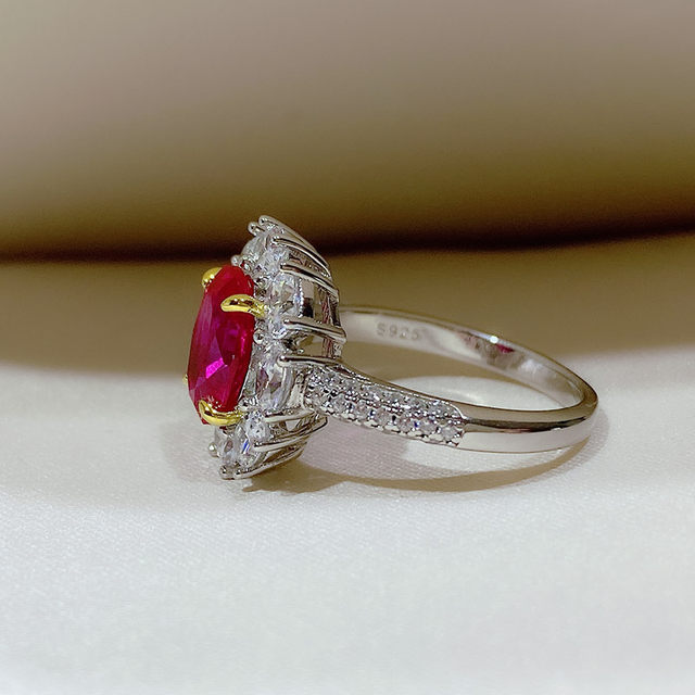 Haute 2 carat red ring women's jewelry set