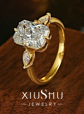 3.5克拉雷迪恩复古方糖925银戒指