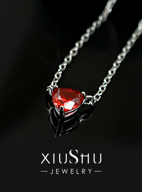 精致感满满925银鸽血红爱心项链