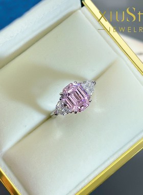 xiushu高端定制富婆纯银粉钻戒指