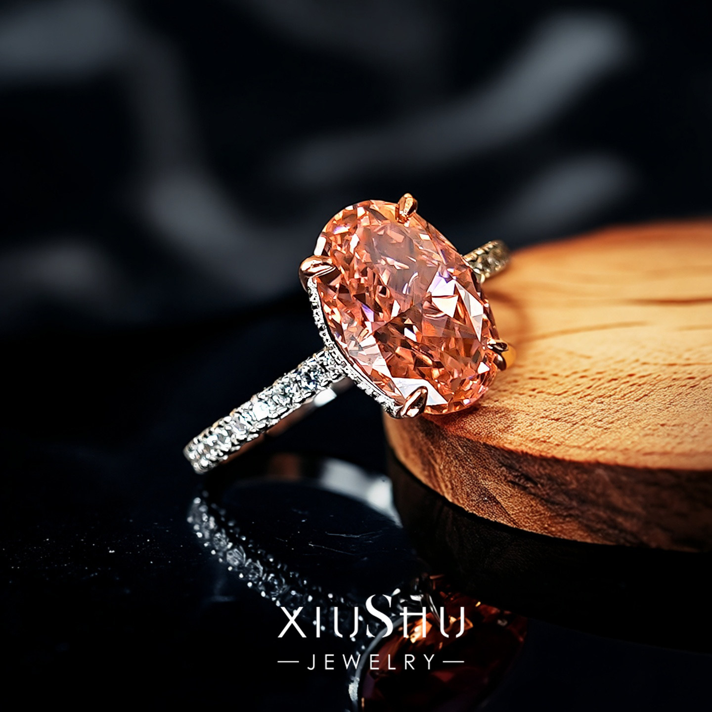 4.5ct padparadscha color pigeon egg 925 silver ring