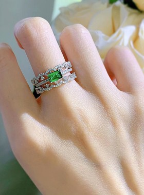 精工版祖母绿切小冰糖戒指百搭