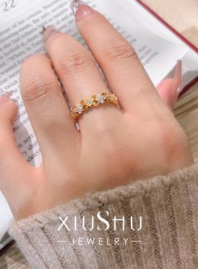 vintager中古风鸢尾花925银戒指