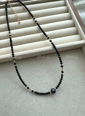 星空原创设计手工莫兰迪天然淡水珍珠项链法式复古轻奢小众女颈饰