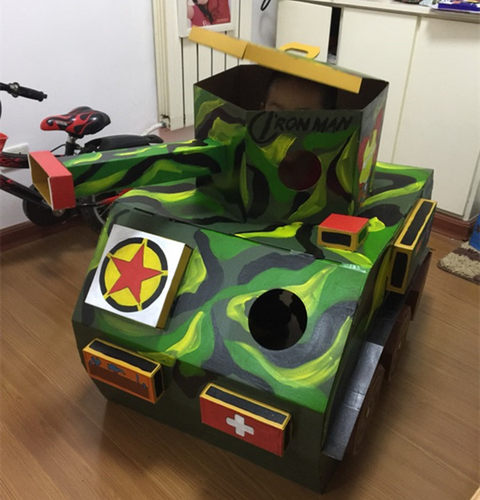 儿童手工制作玩具坦克模型纸板纸箱DIY涂色可坐绘画飞机汽车房子 - 图2
