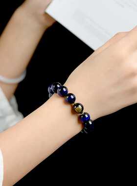 天然蓝虎眼石手链本命佛貔貅手串