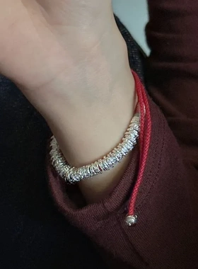 新年款S925纯银国风编织盘缠手链时尚简约基础款红绳首饰品